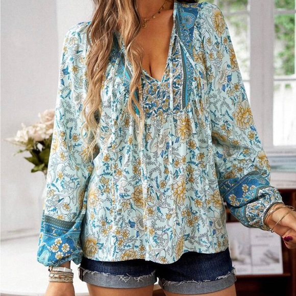 Boho Pink Floral Blouse - Picture 12 of 12